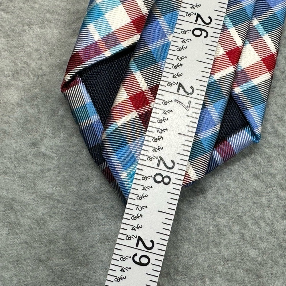 Tommy Hilfiger Mens‎ Neck Tie Red Blue Plaid Silk Blend 57x2.75in - Picture 4 of 5